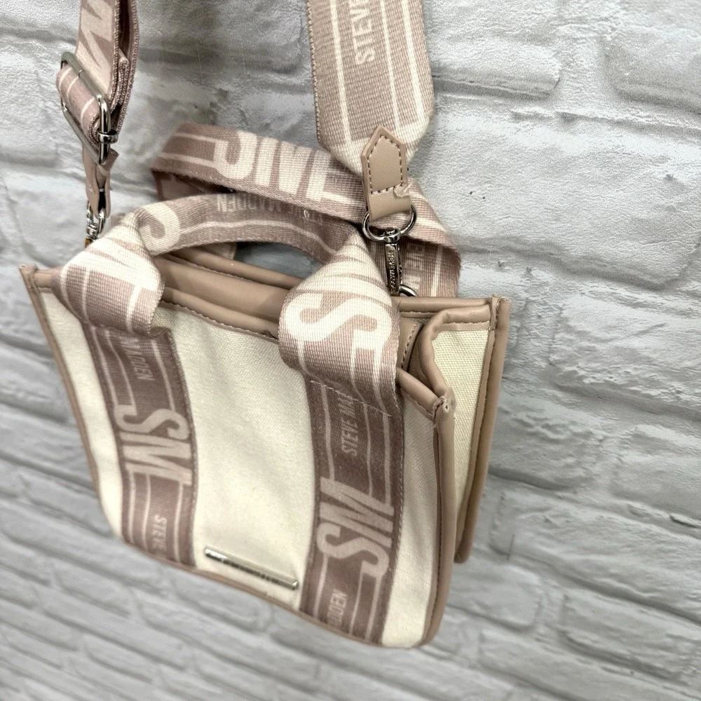 STEVE MADDEN Bwebber Purse Crossbody SMALL Tote Cream Pink Brown Mauve RARE
